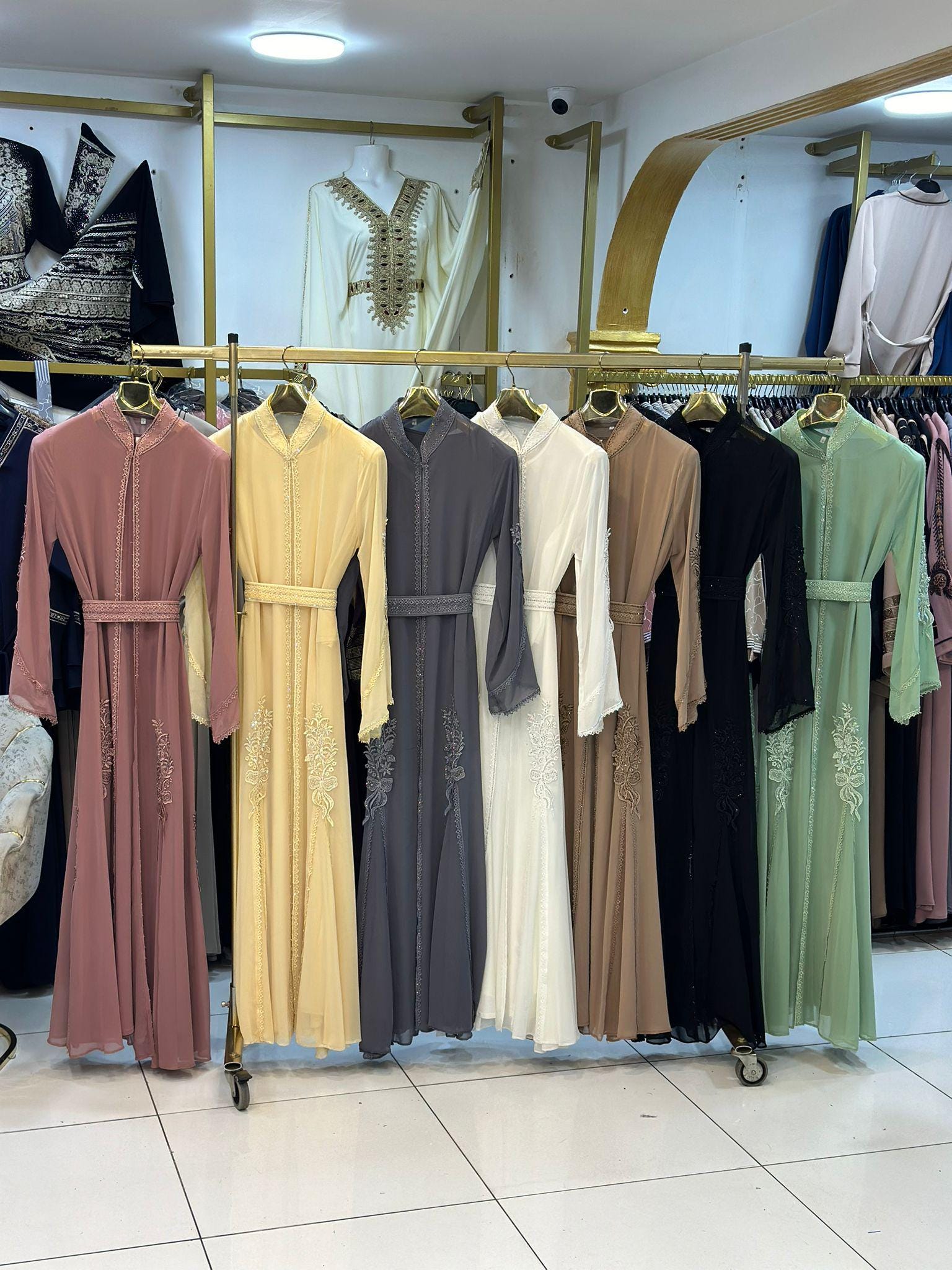 Pink and White Abaya - Main Image