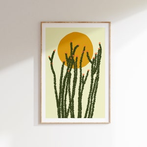 Ocotillo Rising Southwest Cactus Art Print for Wall