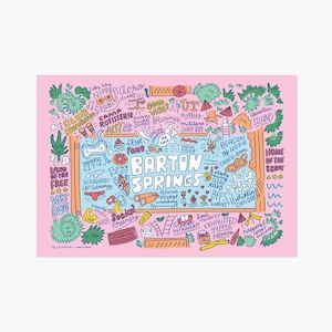 Barton Springs : carte | Impression d'art mural inspirée d'Austin