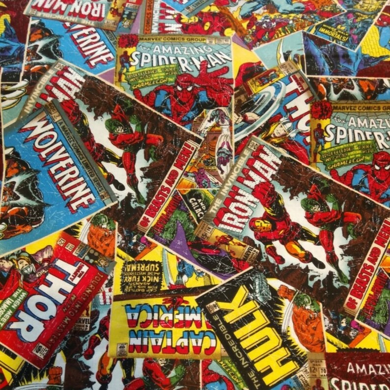Marvel Avengers Comic Book Print Fabric by the Fat Quarter. Etsy