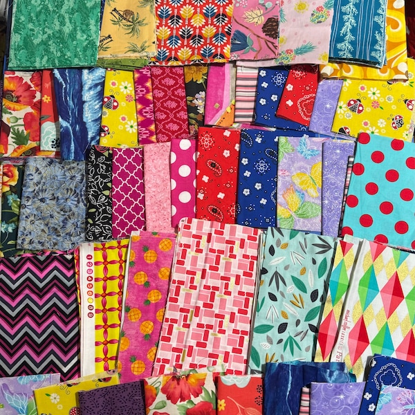 Random Pick Fabric Scrap Grab Bag. Beautiful Fabric Pieces For Scrap Quilts, Dolls Clothes. Various Sizes and colors.