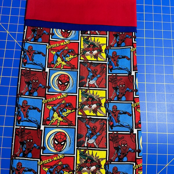 Spiderman Pillowcase Kit. Includes All The Fabric Needed and Free Printed Instructions as well as a YouTube Link For Visual Instructions.