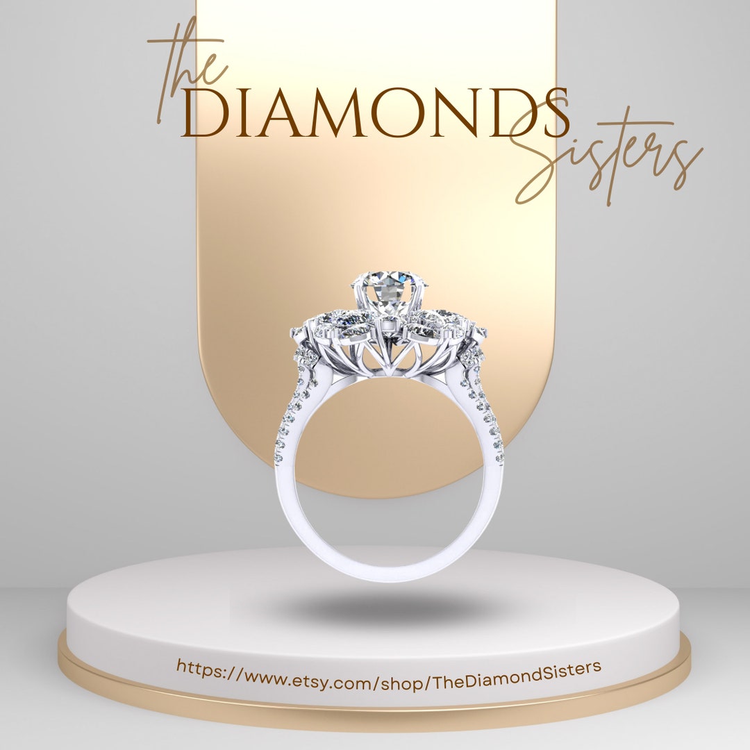 18K White Gold Everyday Ring for Her | Custom Made Diamond Ring Setting ...