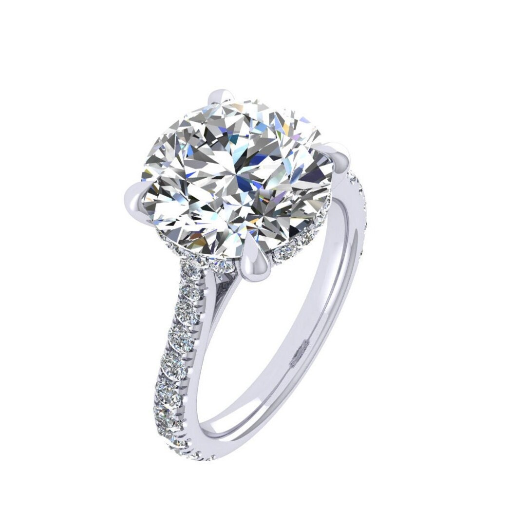 Round Hidden Halo Pave Ring Setting Setting Only Mounting Etsy