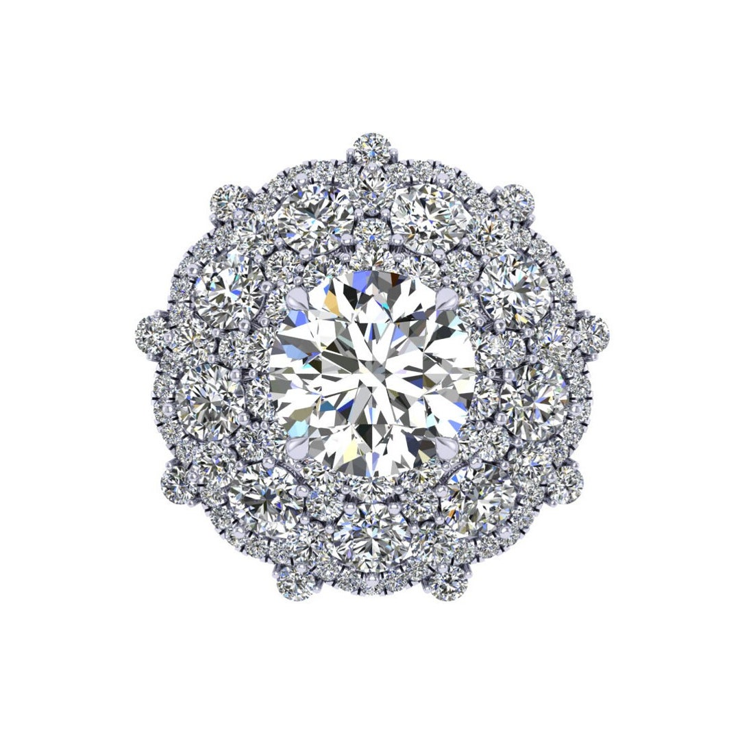 Thick Flower Halo Diamond Engagement Ring Setting, Gold Ring Setting ...