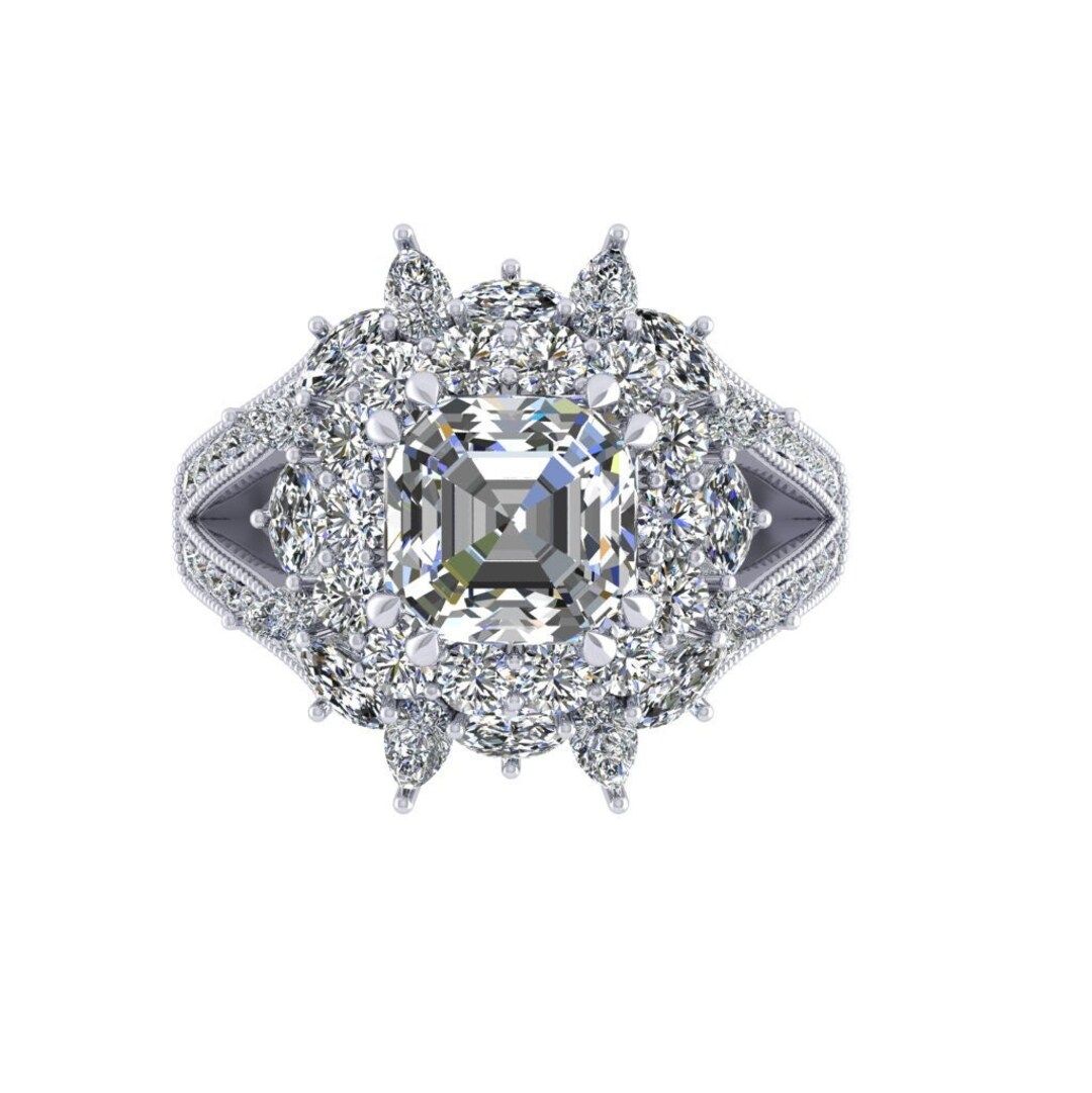 Emerald Cut Ring Setting Mounting Ring 14K and 18K Solid Etsy