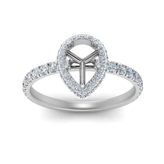 1/3CT Diamond Halo Engagement Ring Setting 14K White Gold