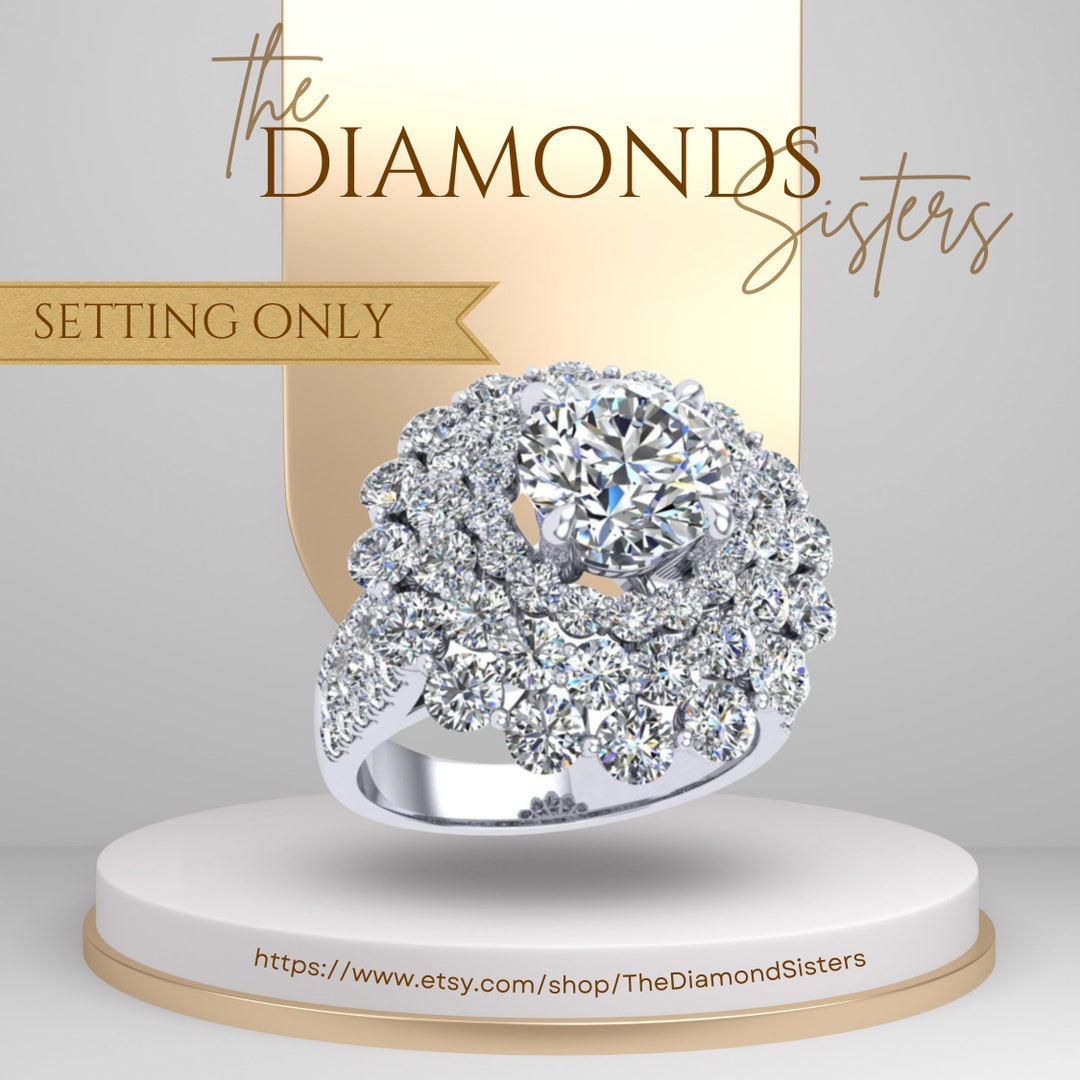 Bridal Round Prong Pave Ring Setting Wedding Ring custom Made Diamond