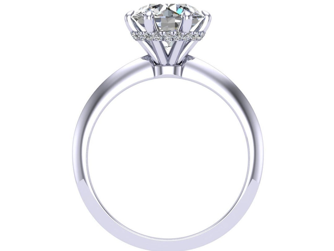 Hidden Halo Diamond Ring Setting in Platinum, Engagement Ring, Gift for