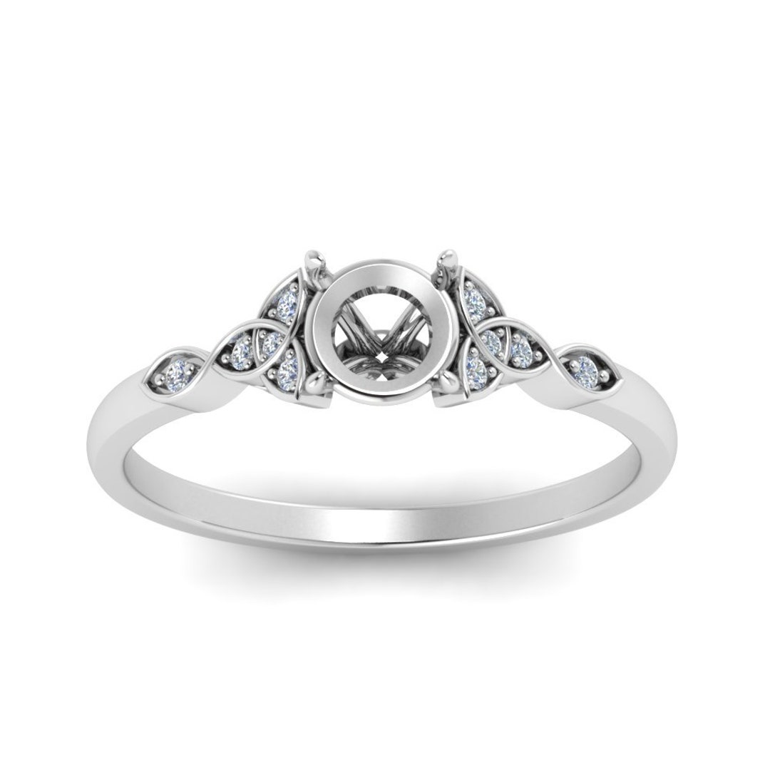 Vintage Celtic Diamond Ring Setting Only Real Diamond Ring Etsy