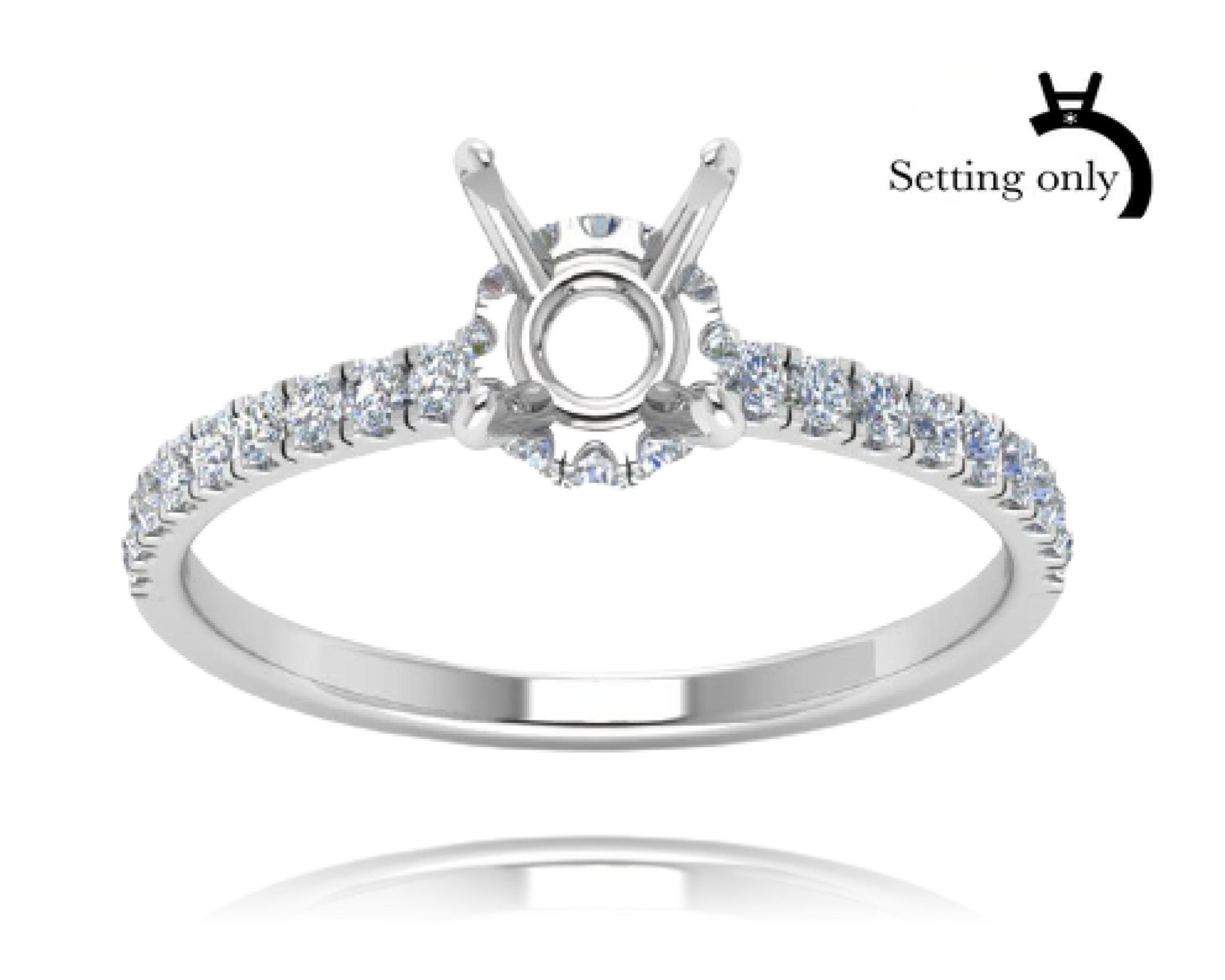 14k White Gold Princess Cut Diamond Solitaire Engagement Ring (Setting Only)