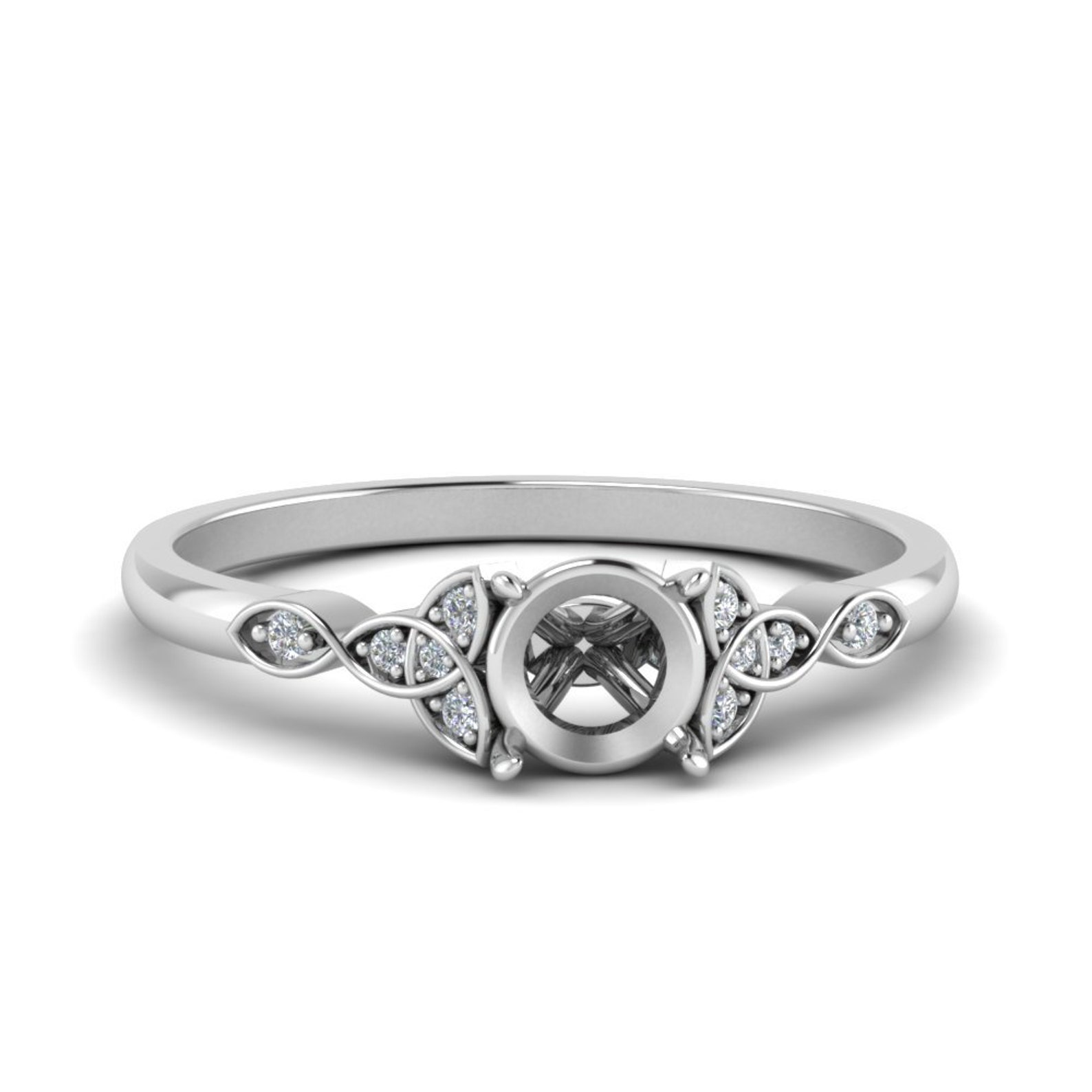 Vintage Celtic Diamond Ring Setting Only Real Diamond Ring Etsy