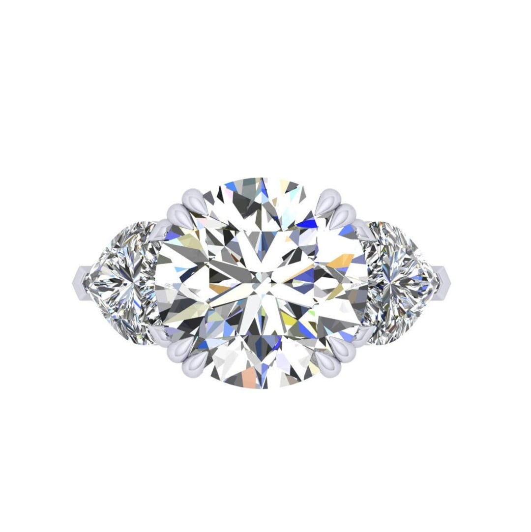 3 Stone Solitaire Ring Setting, Semi Mount Gold Ring Setting