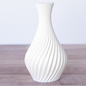 White Spiral Bud Vase, Gift for her, Minimalist, White Vase, Home Decor | Holds water
