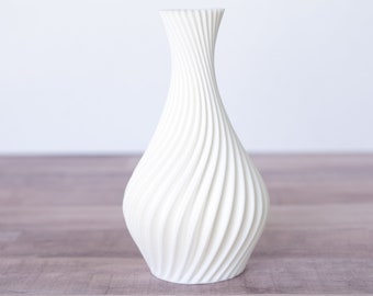 White Spiral Bud Vase, Gift for her, Minimalist, White Vase, Home Decor