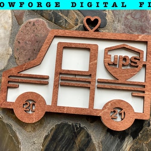 2021 UPS Christmas Ornament SVG File | Glowforge Digital File Download | Laser File SVG | Delivery Driver Custom Gift Glowforge