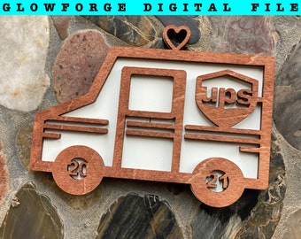2021 UPS Christmas Ornament SVG File | Glowforge Digital File Download | Laser File SVG | Delivery Driver Custom Gift Glowforge
