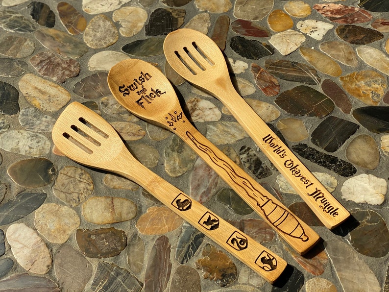Harry Potter Kitchen Spoons Wizard Bamboo Spoon Set Harry Etsy