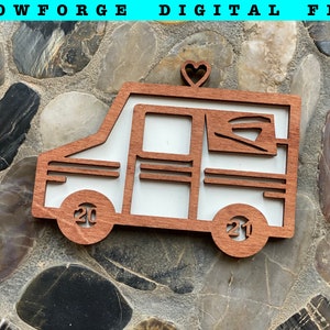 Plik SVG ozdoby świątecznej USPS 2021 | Pobierz plik cyfrowy Glowforge | Plik laserowy SVG | Prezent listonosza pocztowego Glowforge