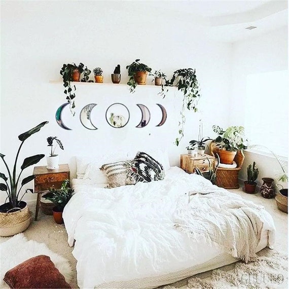 Moon Phase Mirror Set Phase Mirror Wall Stickers Bedroom Moon Phase Mirrors 3 Piece Moon Phase Mirror Set