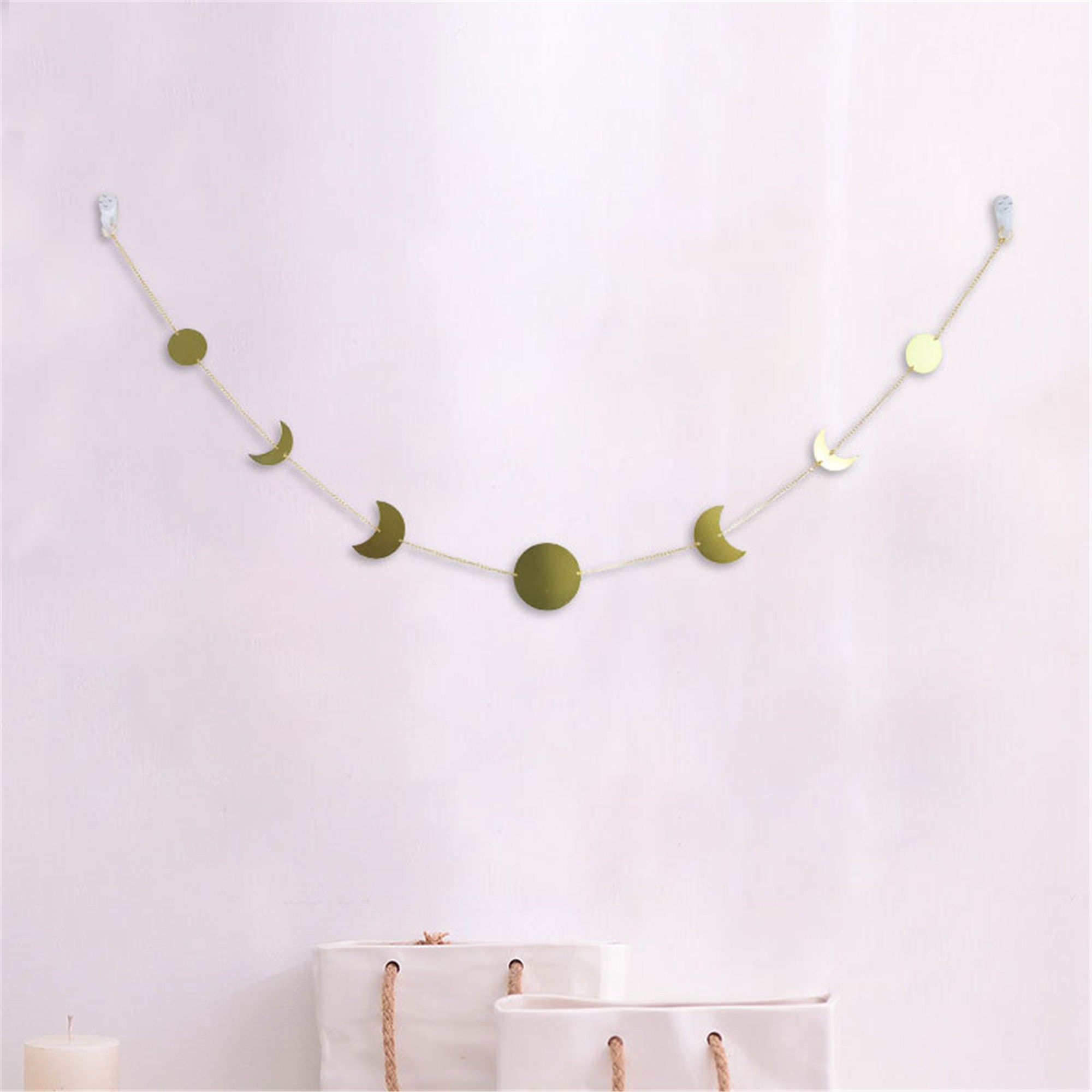 Moon Phase Wall Hanging Moon Decor Gold Banner Phases of the Etsy