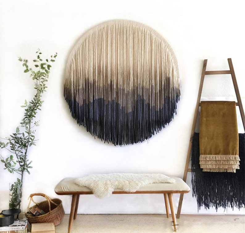 Round Macrame Wall Hanging Circle Tapestry Hand Dyed Wall Etsy