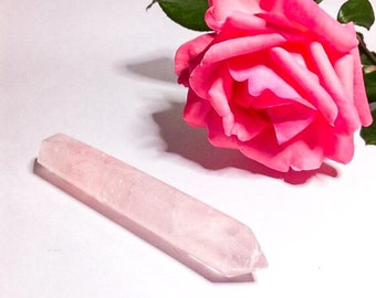 Massagestok rozenkwarts, dubbel geëindigd kristallen toverstokje, liefdessteen, genezend kristal, massagetool hartchakra, spiritueel cadeau