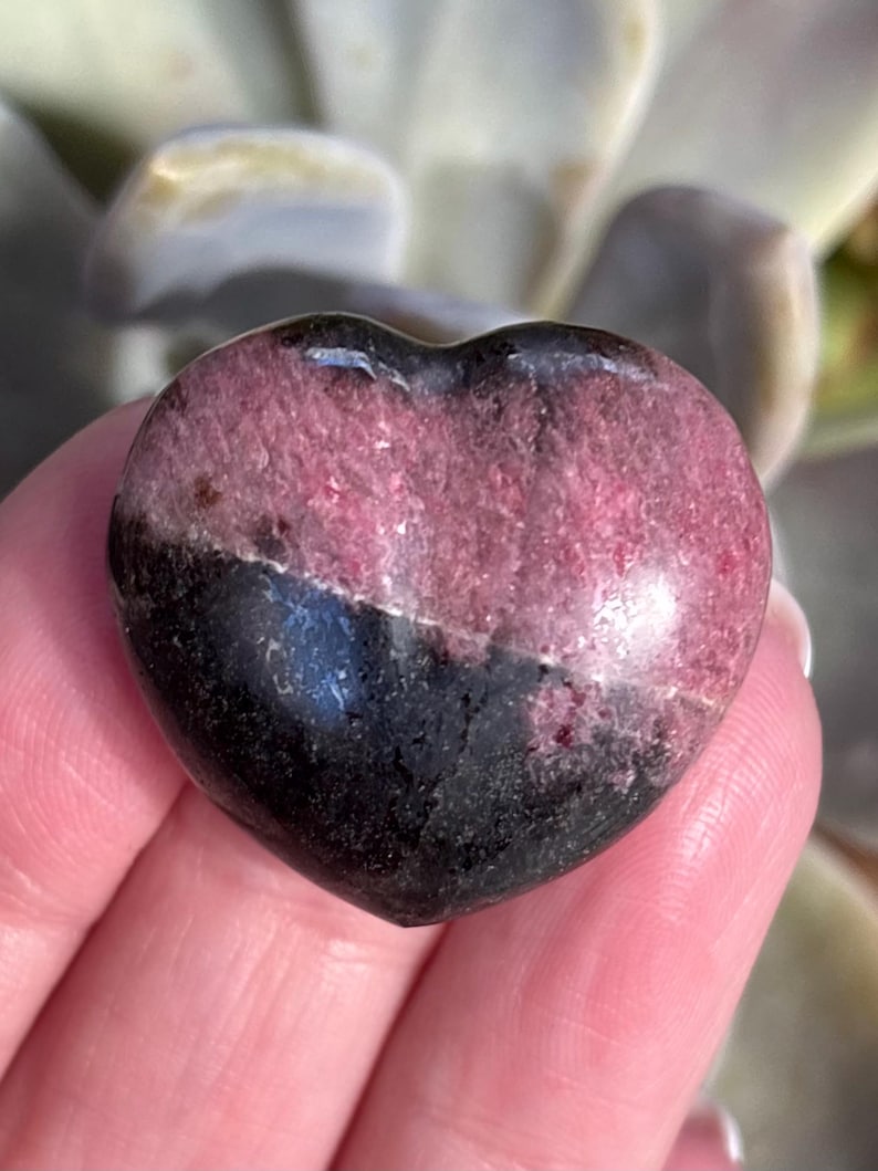 Rhodonite Heart | Pink & Black Pocket Crystal | Self-Love Stone image 1