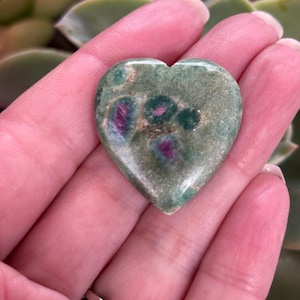 Ruby in Zoisite Heart | Passion, Growth & Heart-Centered Power | CrystalsMEOW image 2