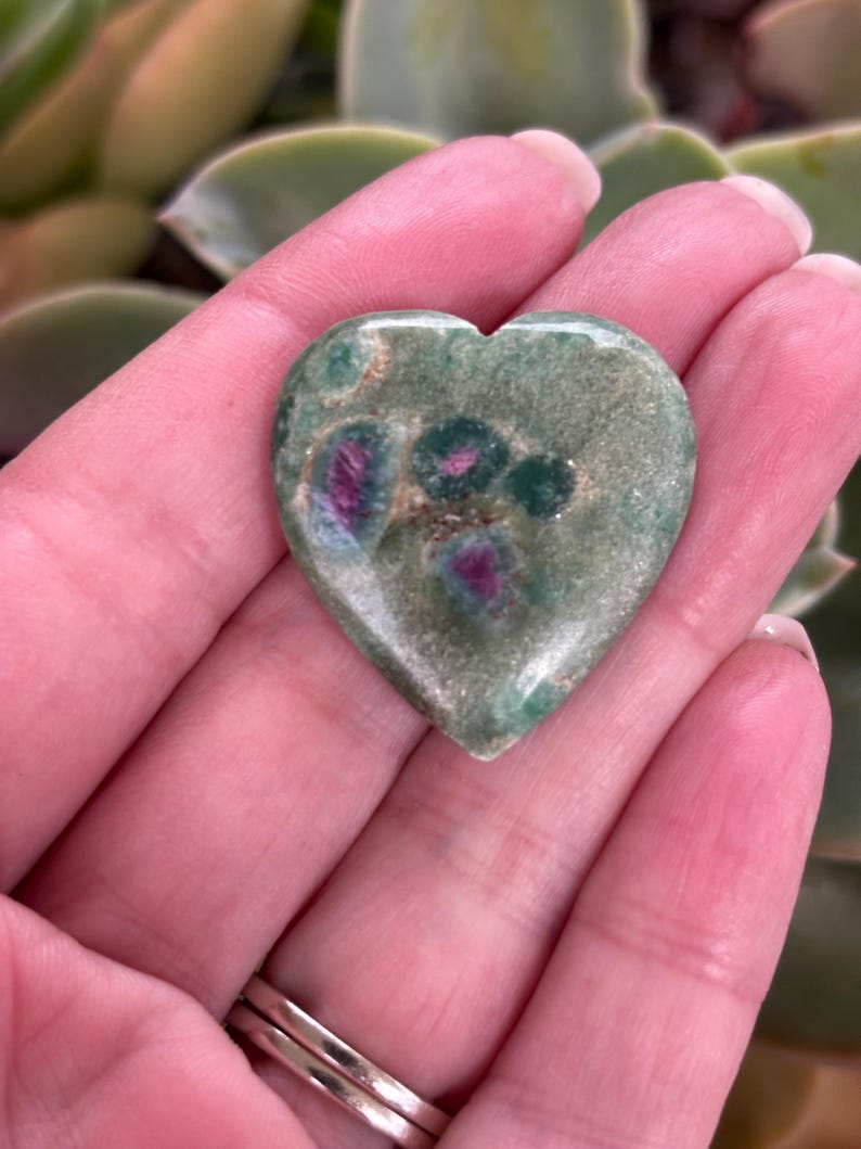 Ruby in Zoisite Heart | Passion, Growth & Heart-Centered Power | CrystalsMEOW image 2