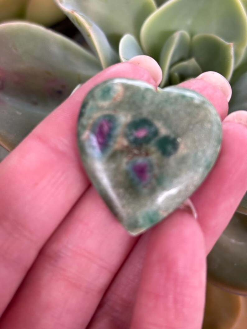 Ruby in Zoisite Heart | Passion, Growth & Heart-Centered Power | CrystalsMEOW image 1