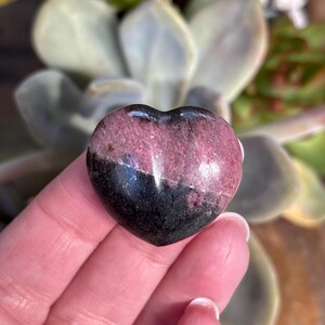 Rhodonite Heart | Pink & Black Pocket Crystal | Self-Love Stone image 6