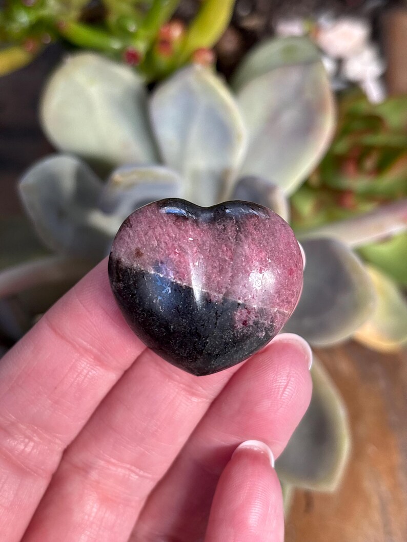 Rhodonite Heart | Pink & Black Pocket Crystal | Self-Love Stone image 6