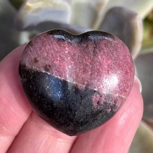 Rhodonite Heart | Pink & Black Pocket Crystal | Self-Love Stone image 3