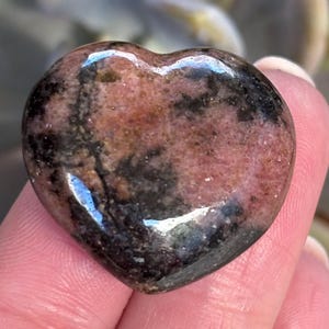 Rhodonite Heart | Natural Stone Heart | Self-Love Crystal Gift | Pocket Crystal | CrystalsMEOW