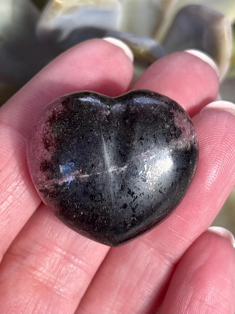 Rhodonite Heart | Pink & Black Pocket Crystal | Self-Love Stone image 2