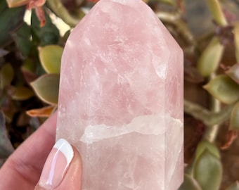 Rose Quartz Generator Tower 209g, Polished Crystal Point, Natural Rose Quartz, Healing Crystal Specimen, Spiritual Gift