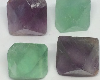 Juego de 5 octaedros de fluorita, juego de cristales naturales, piedras curativas, rejilla de cristales para sanación, cristales para meditación, regalo espiritual
