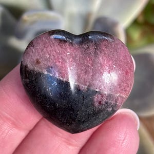 Rhodonite Heart | Pink & Black Pocket Crystal | Self-Love Stone image 4