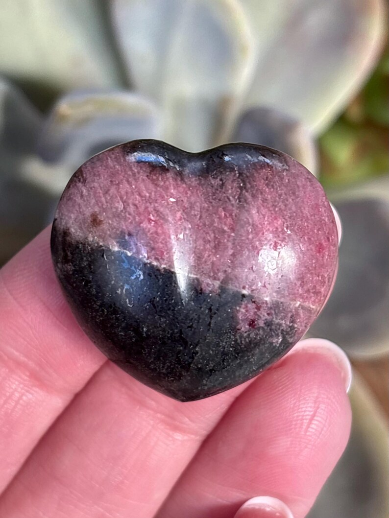 Rhodonite Heart | Pink & Black Pocket Crystal | Self-Love Stone image 4