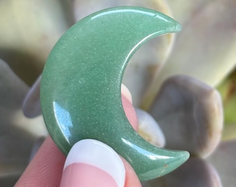 Green Aventurine Moon Crystal | Heart Chakra Healing Stone