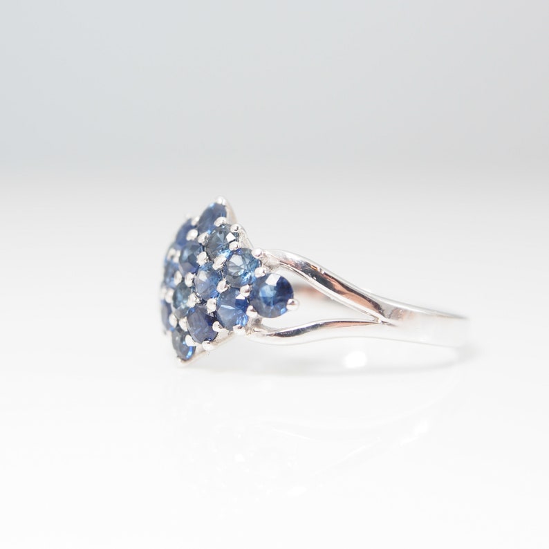 Gift for her Jewelry 925 Anniversary Idea Natural Blue Sapphire Gemstone Rhombus Ring for him Birthstone Sterling Silver Geometric