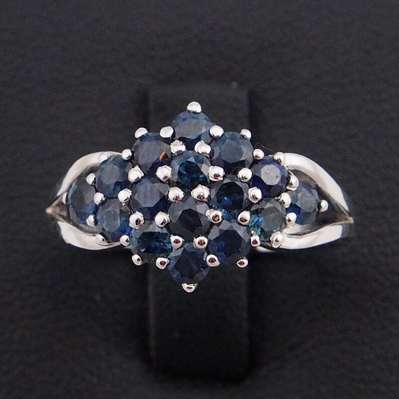 Gift for her Jewelry 925 Anniversary Idea Natural Blue Sapphire Gemstone Rhombus Ring for him Birthstone Sterling Silver Geometric