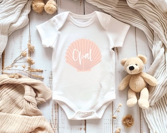 Sea Shell Personalised Baby Bodysuit, Baby Shower Gift, Birth Announcement, Baby Clothing,  Baby Shirt