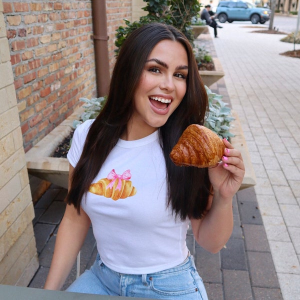 Croissant Bow | Baby Tee | Crop Top