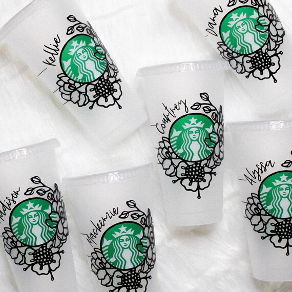 Personalized Starbucks 16 or 24 oz Reusable Cold Cup with Custom Vinyl Name  Decal