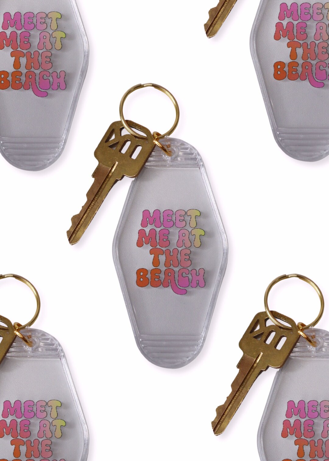Meet Me at the Beach Motel Keychain Funky Keychain Retro Etsy