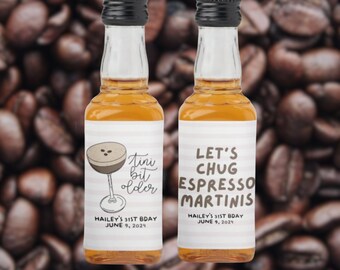 Tini Bit Older Mini Shooter Label | Party Label | Martini Party | Birthday Party | 50ml Mini Bottle | Pack of 10 | Espresso Martini