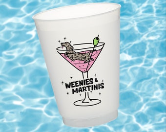 Weenies and Tinis Party Frosted Cups | Party Cups | Bachelorette Party | Birthday Party | Pack of 10