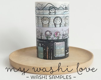 Muestras de washi: TCMC Ice Town / Winter Critters v2 / Floral Forest Purple v2 / Planner Supplies Black v2 (2023)